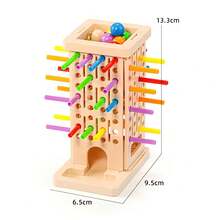 3-In-1 Wooden Stacking, Pulling And Balancing Game, Smooth Surface, Enhances Color Recognition, Sensory Training, Cultivates Patience And Focus, Parent-Child Interactive Toy Gift, Suitable For Children 3 Years And Above - Multicolor - View 2