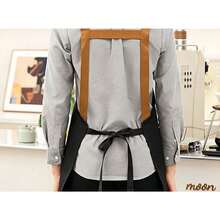 1PC Durable Canvas Work Apron, Waterproof Oil-Resistant Adjustable Bib Apron, Professional Utility Apron For Kitchen, Coffee Shops, Milk Tea Stores & Hair Salons, Stylish Unisex Workwear For Men And Women - Black - View 6
