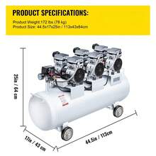 3HP Oil Free Air Compressor Silenced 100L Tank Ultra 3 Silent Inflator For Auto Repair, Tire Inflation, Spray Painting, Woodwork Nailing - 100L - View 11