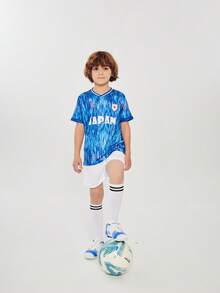SURUIDA Tween Boy World Cup Japan Soccer Jersey Set & Suitable For Match Training, Casual Holiday Wear & Gift For Kids - Blue - View 5