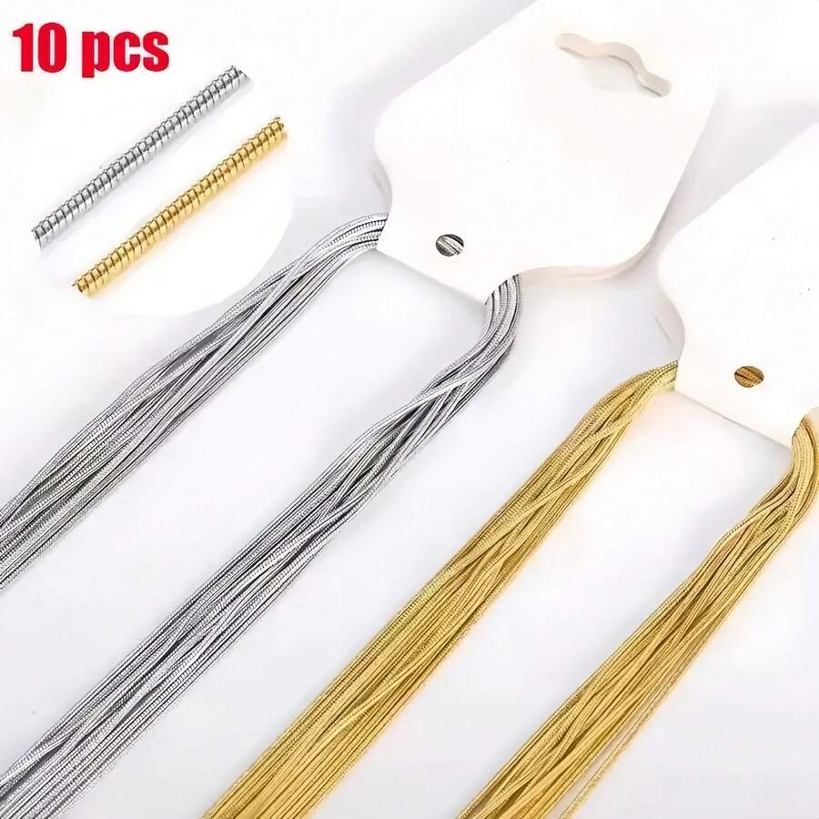 10条装不锈钢可调节蛇骨素链，女士高端轻奢时尚流行首饰礼品派对 - 10PCS蛇骨鏈40+5+片 - 查看 1