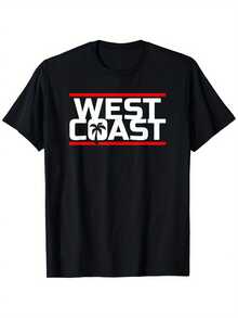 Camiseta con Diseño Original de West Coast Palm Tree y Aspecto Clásico, Adecuada para Hombres y Mujeres, Camiseta para Actividades al Aire Libre, 100% Algodón, Tallas S-XXXL - Negro - Ver 1