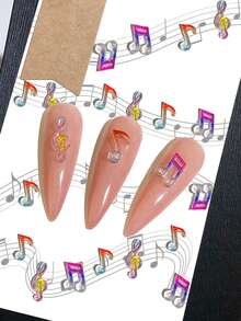 60pcs Glitter Guitar Shaped Resin Decorations, Multi-Size Colorful Embellishments Suitable For Nail Art And DIY Crafts - Multicolor - View 4