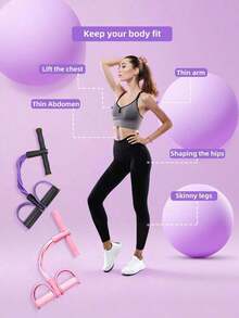 6pcs Purple PVC Elastic Yoga Resistance Bands, Suitable For Full Body Workout, Core Training, Arm & Leg Exercises, Rowing, And Use With Fitness Equipment, Multi-Color Options, Great For Sports, Gym, And Home Workout. Product Category: Fitness Accessories, Resistance Bands, Shaping Products, Pilates Equipment, And Resistance Bands. - Multicolor - View 5