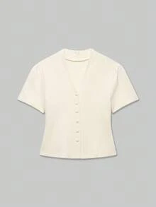 Áo khoác cardigan dệt kim tay ngắn cổ chữ V tối giản, thanh lịch/thường ngày dành cho nữ hiệu YROOE, thích hợp cho mùa Xuân/Hè/Ngày của Mẹ. - Màu be - Xem 10