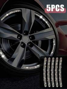 5pcs/Set Wheel Rim Decorative Strips – Rhinestone Bling Stickers For Car, Motorcycle & Bike Rims, Self-Adhesive, Easy Install, Sparkle Effect In Light,Decorative Stickers, Warning Stripes, Wheel Accessories - Wheel Stickers - View 8