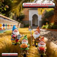 4 piezas Decoración de jardín bohemia con gnomos lindos, planos en 2D, adecuados para el patio, el césped, las plantas en macetas, regalo perfecto para fiestas - A - Ver 4