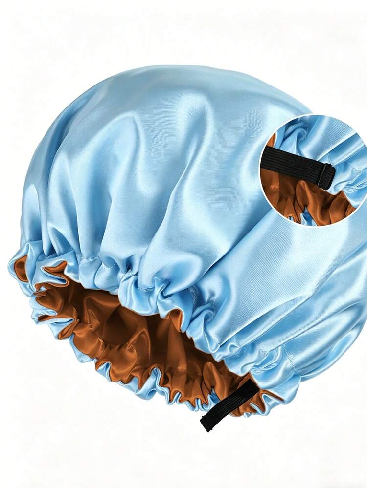 1个双面缎面睡眠帽，带可调节纽扣，双面丝滑发帽，适合卷发，夜间护发头巾 - 彩色 - 查看 7