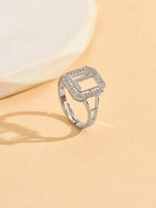 1pc Women's Luxury 26 Initial Zirconia Open Ring, Adjustable English Letter Ring, Exquisite Versatile Jewelry For Women, Suitable For Daily Wear, Dates And Anniversaries - White - View 8