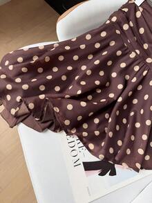 Chân váy nữ GMFP kiểu dáng thanh lịch, rộng rãi, in chấm bi, dáng bất đối xứng, thích hợp cho mùa xuân/hè, dịp nghỉ lễ Ngày của Mẹ. - Cà phê nâu - Xem 11
