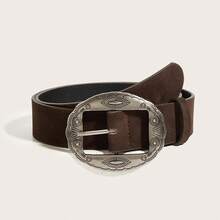 1pc Vintage Gold Square Buckle Rivet Belt For Women, Suitable For Dresses And Coats - Coffee - View 7