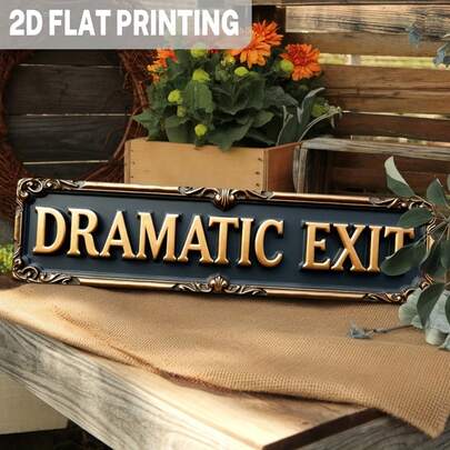 2D Flat Vintage Theater Exit Metal Sign - Classic Theater Theme Wall Decor, 9.98 X 39.98 Cm, Distressed Rustic Finish, Suitable For Home, Office, Bar, Restaurant, Metal Wall Art Decor, Office Decoration, Theater Design, 1pc, Pre-Drilled Holes As Shown In Size