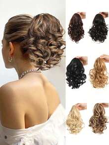 Short Curly Ponytail Wig Hair Clip Casual Daily Outing Drawstring Roman Curly Ponytail Wig Hair Clip, Claw Clips - Multicolor - View 2