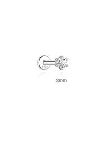 EleRunis 1 viên Moissanite 0.06CT-1.2CT, bạc Sterling 925, kiểu dáng cổ điển 6 chấu, mạ vàng 18K, mặt phẳng, thích hợp cho xỏ khuyên sụn tai, vành tai, trang sức cao cấp, đính hôn, cưới, trang sức cô dâu. - Bạc - Xem 18