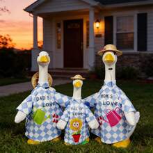 3 Set Spring Porch Goose Outfit Family Matching Yard Goose Clothes With Straw Hat Cute Goose Costumes For Outdoor Lawn Decor - A - Ver 4