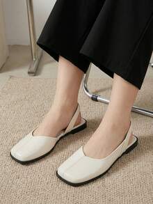 Women's White Slingback Flat Shoe Macerata Square Toe Ballerina Style Elegant Comfortable  Ref: R-150 - 白色 - 查看 2