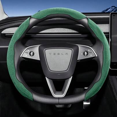 Hocasen For Tesla Alcantara Suede Steering Wheel Cover New Sporty Design Segmented Non-Slip Quick Install Ultra-Thin Suitable For Model S/Model 3/Model Y/Model X/Model Y L Black Brown Mocha Brown Orange Red Green