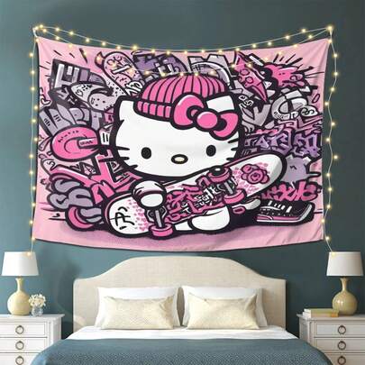 1pc Cute Tapestry - 2D Printed Polyester Fiber Wall Decor, Suitable For Bedroom, Living Room And Home Decoration; It Is A Charming Gift, Party Decoration, Decorative Tapestry, A Multi-Functional Wall Art Piece For Various Scenarios, And Also An Excellent Gift For Friends.