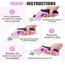 Hormy Cordless Electric Scissors 3 7V Fabric Cutter Equipped With 2 Blades And 1 Charging Line For Cotton And Wool Fabrics Leather Products Vinyl Building Fabrics Rubble Cardboard Cardboard Plastic PVC And Aluminum Sheets - Pink - View 5