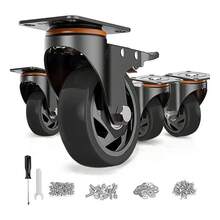 4-Inch Swivel Polyurethane Wheels With Brake - A - View 10