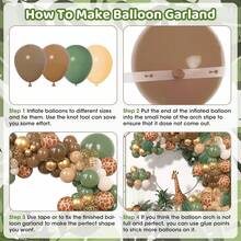 Juego de 97 piezas de guirnalda de globos con temática de parque de vida silvestre de la selva, globos verdes, café y con estampado animal. Globos de papel de aluminio y lentejuelas para fiestas de cumpleaños con temática de jirafa, decoraciones de baby shower, ceremonias de graduación y decoraciones de fiestas de baile - juego de globos - Ver 5