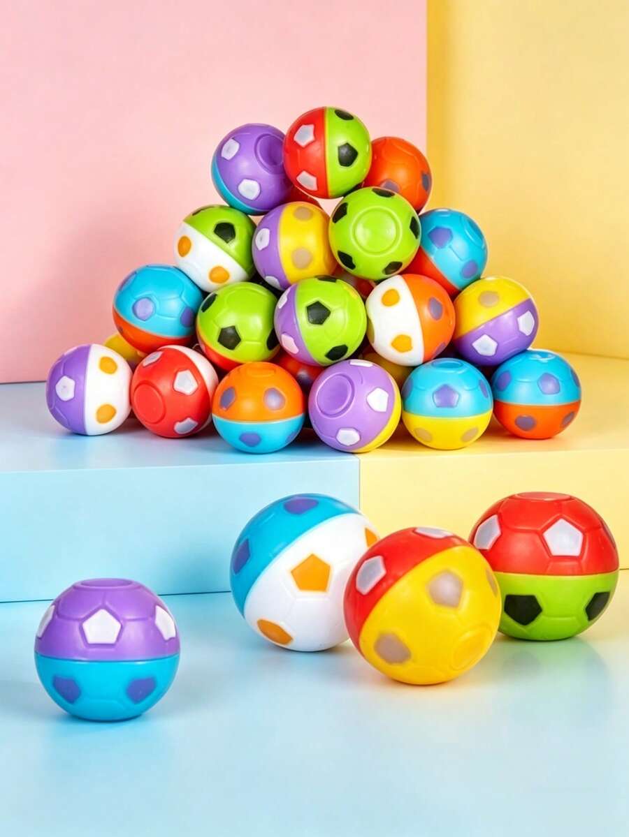 24pcs Mini Football Finger Spinner Toys, Children's Valentine's Day Gift, Football Theme Party Favors, Rotatable Football , Classroom Rewards - Multicolor - View 1