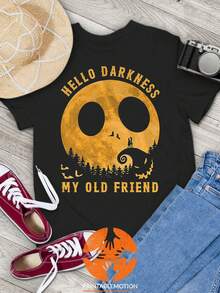 Hello Darkness My Old Friend Funny Vintage T-Shirt Nightmare Before Christmas Shirt Ja Ck S Kelli Ng Ton Shirt Gift Tee For - màu đen - Xem 1