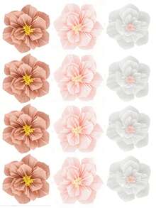 12-Piece Paper Flower Bouquet Set, Featuring Crepe Paper Decorations, Suitable For Engagement Parties, Wedding Parties, Bridal Showers, Birthday Parties, Wall Decorations, Mother's Day, Holiday Outdoor And Indoor Decorations, Wedding Decorations, Bedroom, Bathroom, Window Sill, Front Door, Patio, And Commercial Space Decorations. - A - Xem 16