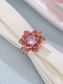 Eterna Glow 1pc Luxury Flower Shape Rose Gold Color Rings For Women Fashion Rings Accessories For Engagement Ceremony Birthday Wedding Party Jewelry - Ring - View 4