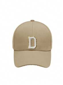 1 pieza Gorra de béisbol con bordado de letra A-Z en color caqui para niños de 8 a 16 años, sombrero de sol ajustable y transpirable de estilo universitario casual para uso diario al aire libre - Caqui - Ver 9