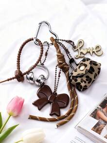 Yogodlns Fashionable Heart Leather Rope Keychain Cherry Bow Y2K Bag Pendant Ornaments Mobile Phone Lanyard Gifts Bag Accessories ﻿Fashionable Heart Leather Rope Keychain Bow Y2K Bag Pendant Ornaments Mobile Phone Lanyard Gifts Bag Accessories ﻿ - Multicolor - View 4
