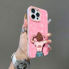 Mujer fuerte haciendo alarde de poder femenino sobre fondo rosafunda de teléfono Fundas compatibles con ,Apple,VIVO,OPPO,,, y Honor.Fabricadas en silicona TPU,ofrecen protección contra golpes y caídas. - Rosa - Ver 5
