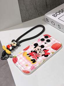 This Disney Mickey Mouse Lanyard Phone Case Is Fully Covered In TPU Material. It's Shockproof, Lightweight, And Compatible With IPhone17/16/11/13/15/15 Plus/15 Pro/15 Pro Max/12/14 Pro Max/11 Pro Max/12 Pro/12 Pro Max/13. This Phone Case Makes A Popular Birthday Gift Or Business Gift; It's Durable, Stain- And Fingerprint Resistant, And Suitable For Both Men And Women. The Set Also Includes A Mickey Mouse Phone Case And A Mickey Mouse Plush Bracelet. It's A Perfect Gift For Friends And Family. This Stylish Phone Case Is Fun, Lightweight, And Durable. IPhone17 Pro Max Phone Case, Minnie Mouse Phone Case. - trắng - Xem 5