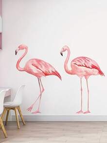 1pc Removable Flamingo Wall Sticker, Peelable Countryside Style Art Mural Decor Suitable For Bedroom, Living Room - D - View 3