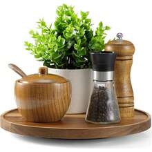 360° Rotating Acacia Wood Slouchy Susan Turntable, Suitable For Cabinets, Pantries, Kitchen Countertops, Dish Racks, Coffee Bars And Farmhouse Decor, Can Be Used As Kitchen Storage Rack, Spice Rack, Kitchen Accessories, Kitchen Tools, Easy To Clean, Perfect Gift For Mother's Day, Cooking Enthusiasts Or Housewarming - View 4