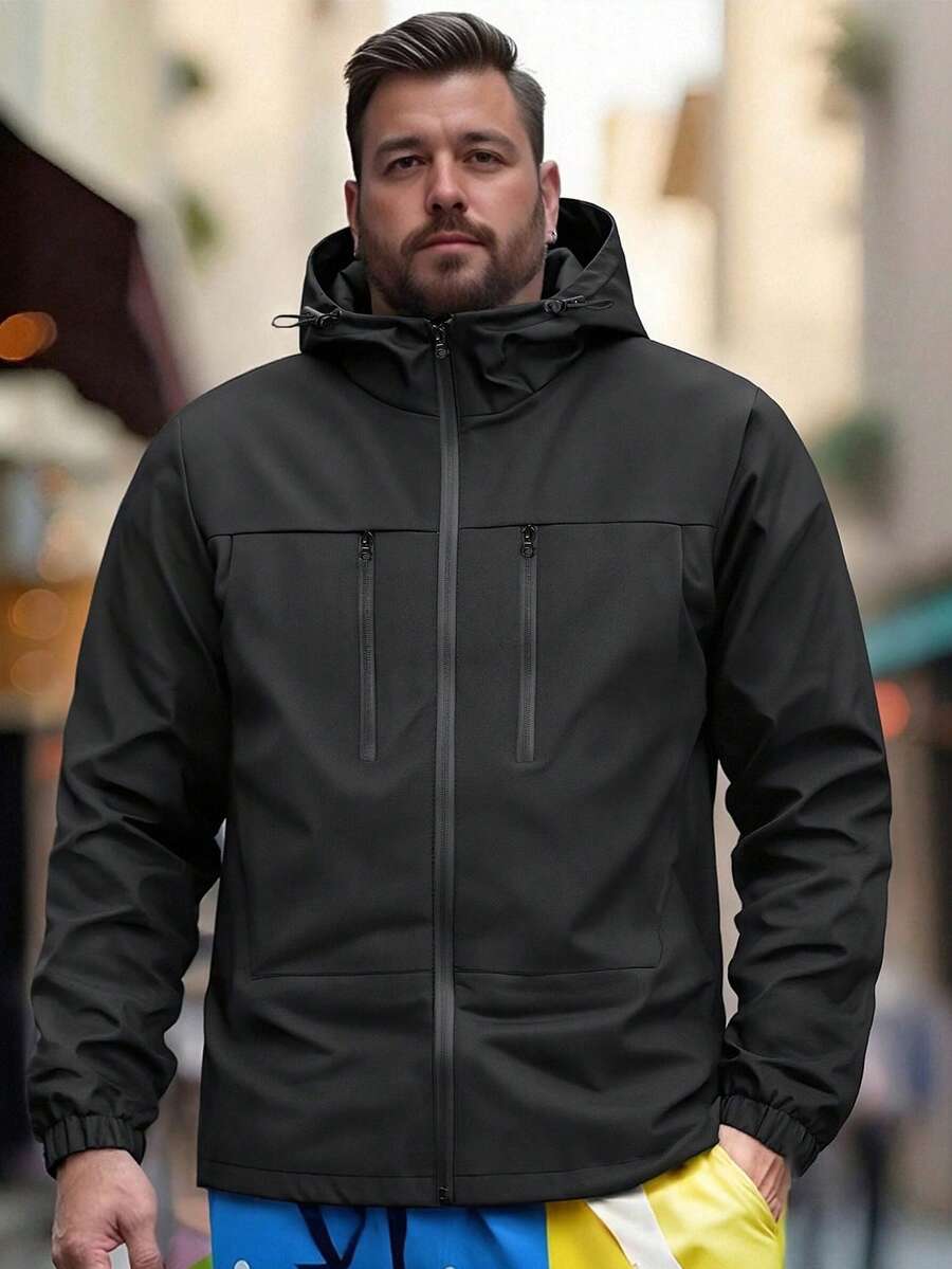New Arrival Plus Size Men's Casual Fashionable Outdoor Jacket - Black - View 1