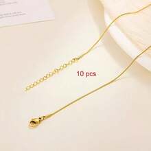 10条装不锈钢可调节蛇骨素链，女士高端轻奢时尚流行首饰礼品派对 - 10PCS蛇骨鏈40+5+片 - 查看 10