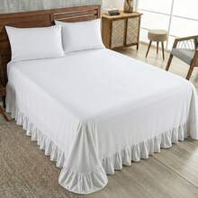 Colcha Laila Queen 400 Fios Com Babado 3 Peças Micropercal - Branco - Visão 4