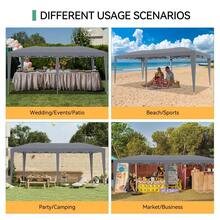 Pabellón Plegable Reforzado 10x20 – Carpa Exterior Impermeable con 6 Paredes Laterales Removibles, 3 Alturas Ajustables, Montaje Fácil, Incluye 18 Estacas y 6 Cuerdas, Ideal para Eventos, Color Blanco - Gris - Ver 6