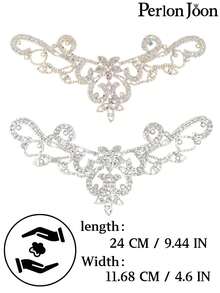 Perlon Joon 1件裝 AB水晶水鑽縫製領口飾飾品，適用婚紗裙閃亮衣飾配件 - YL003 - 查看 15