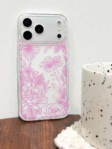 1 pieza - Funda compatible para iPhone 17 Pro Max, diseño floral claro y lindo para niñas y mujeres, de TPU suave, con protección total para la cámara y resistente a golpes - Color rosa - Rosa - Ver 4