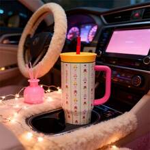 OWAL40 OZ Floret Insulated Tumbler, Leakproof  With Pop-Up Lid Water Bottle, For Office Use,Cars, Camping Essentials, Sports, School, Travel, Daily Commutes, Outdoor Picnics. Gifts As Graduation, Valentine's Day, Birthday,Party, Teacher, Father's Day - 碎花 - 查看 3