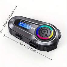 Auriculares inalámbricos para casco de motocicleta Q08, pantalla LCD para batería, volumen, temperatura, 6 modos de efectos de sonido, 25H de duración de la batería, cancelación de ruido inteligente, audio de alta fidelidad, adecuado para cascos de media cara y de cara completa, diseñado para conducir motocicleta - Q08 - Ver 2