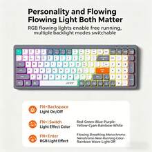 OKR283 Wireless Keyboard | Tri-Mode Bluetooth + 2.4G + Wired | Dynamic RGB Lighting | Compatible With All Systems (PC/Laptop/Tablet) | Quiet Keys, Perfect For Gaming And Office Use - View 2