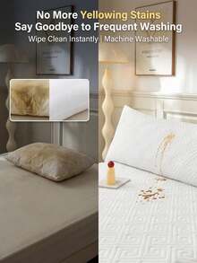 1 Set Couple Pillowcase, 3-Layer Protective Quilted Waterproof Pillow Protector, Anti-Saliva, Anti-Oil Stain & Anti-Dust, Extends Pillow Life, Suitable For Pet Owners, Washable & Reusable, Machine Washable, Soft & Breathable, Bedding Accessories For Home, Hotel, Dorm - White - View 6