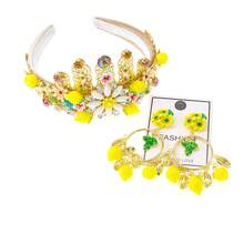 1 Pc Wide Edged Rhinestone Headband, Fashionable And , With A Crystal Like Lemon Headpiece For Fashionable Hair Styling - 發箍 - 查看 2