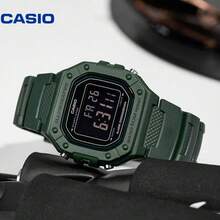 Đồng hồ kỹ thuật số Casio W-218H-3B màu xanh quân đội cổ điển hình vuông, chống nước 50M, có đèn LED, dành cho học sinh. - Một cỡ - Xem 3
