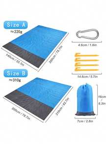 1pc/2pcs Extra Large Waterproof Beach Blanket, Foldable Waterproof Pocket Beach Mat, Lightweight Portable Picnic Beach Mat, Outdoor Picnic Blanket, Waterproof Anti-Sand Beach Blanket, Portable Outdoor Blanket, Ideal For Picnic, Travel, Camping And Hiking, Allowing You To Enjoy Beach Fun Easily And Avoid Mess. - Blue - View 5