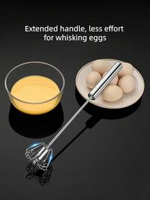 1 cái dụng cụ đánh trứng thủ công & bán tự động, dụng cụ đánh kem bằng thép không gỉ, dụng cụ đánh trứng dùng trong làm bánh, dụng cụ đánh trứng bằng tay bằng thép không gỉ, dụng cụ đánh trứng xoay bán tự động, dụng cụ làm bánh - Bạc - Xem 7