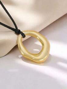 1pc Hollow Asymmetric Geometric Multi-Element Heart Pendant Necklace, Women's Fashion Casual Street Party Jewelry - 黃金 - 查看 5